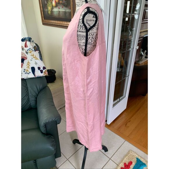 NWT Loft Women’s Pink Linen Metallic Shimmer Sleeveless Shift Dress - Picture 5 of 10